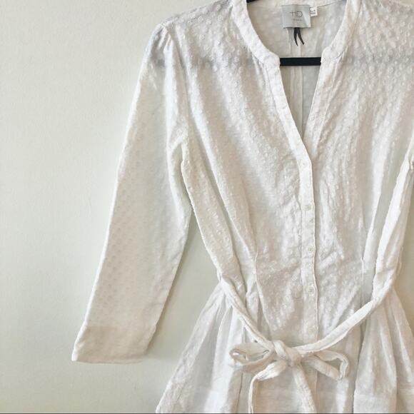 Anthro HD in Paris White Tie Waist Blouse - Picture 3 of 8